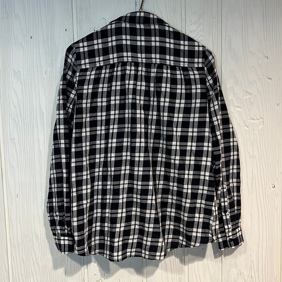 MADEWELL Arion Black and White Plaid Wrap Front Shirt, Size XS - Picture 8 of 10